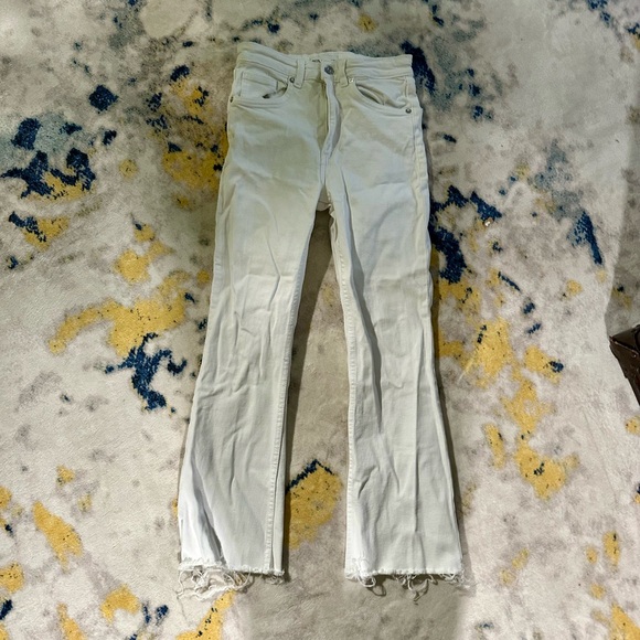 Mini Flare White Denim Jeans - Picture 1 of 5